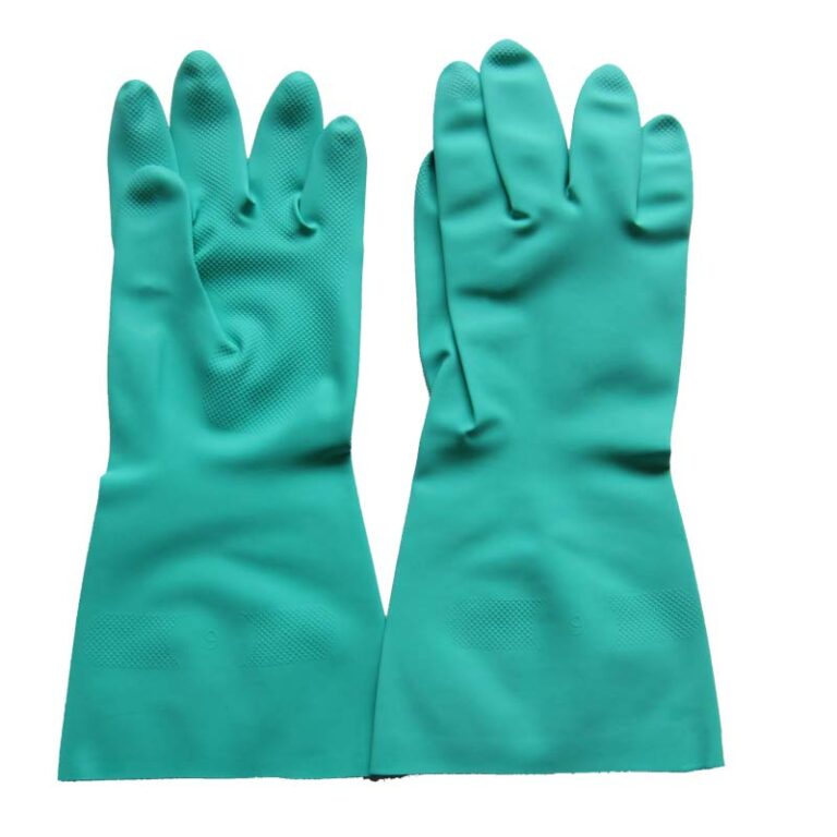 2 Green oilproof nitrile industrial gloves