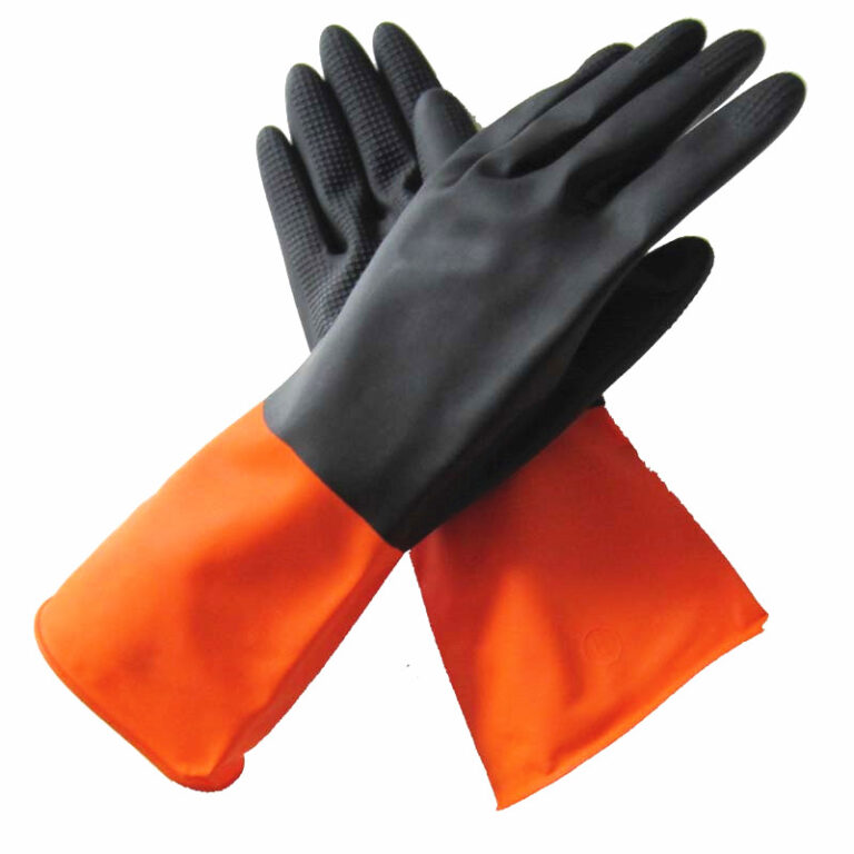 BICOLOR BLACK AND ORANGE INDUSTRIAL RUBBER GLOVES